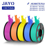 JAYO PLA Classic 3D Filament 1.75mm High Speed Matte PLA 3D Printer Filament Neatly Wound 3D Printing Materials 5Rolls/set