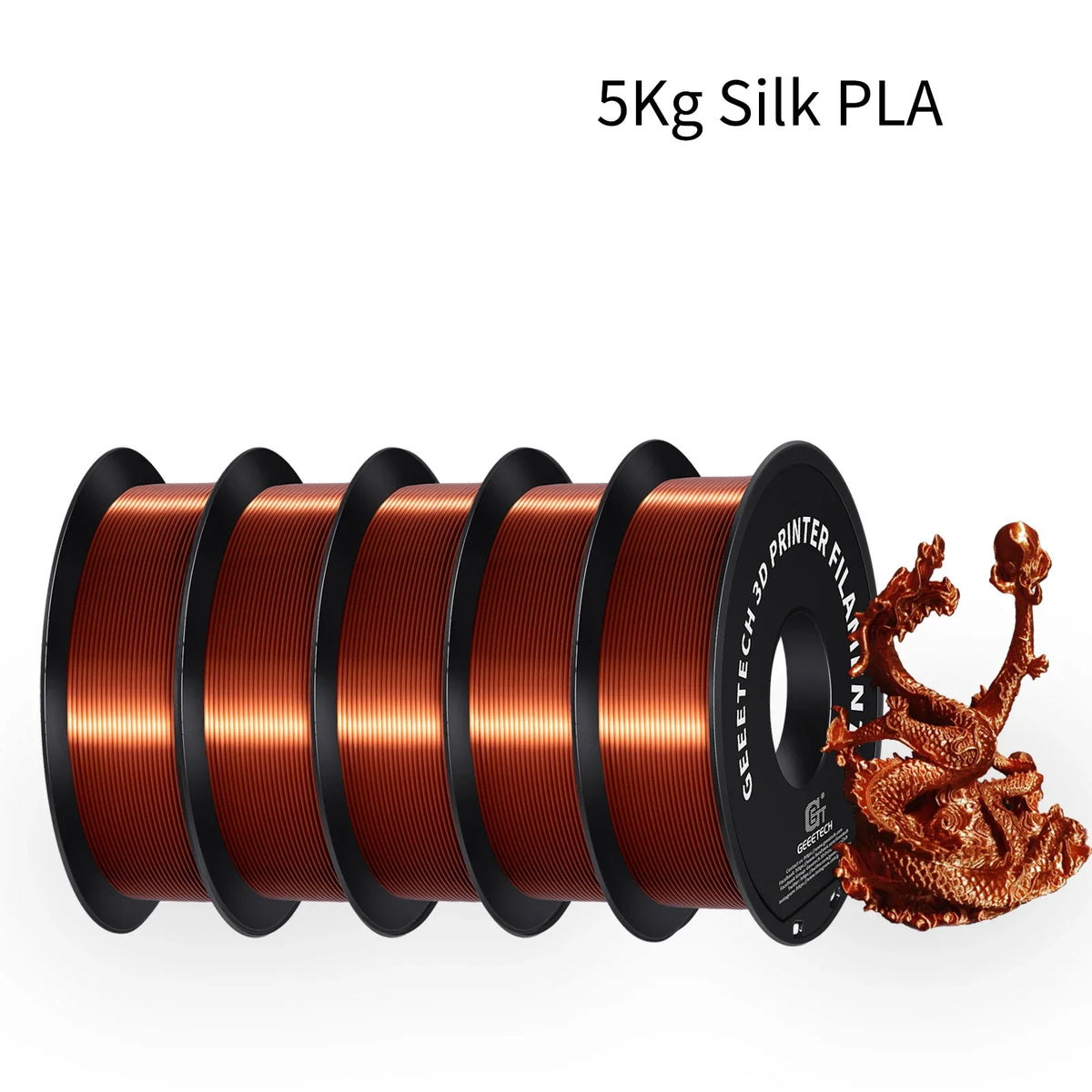 GEEETECH 5Rolls 3D Silk PLA Filament 1Kg/roll 1.75mm Spool Wire For 3D Printer Material,Vacuum packaging,Safety