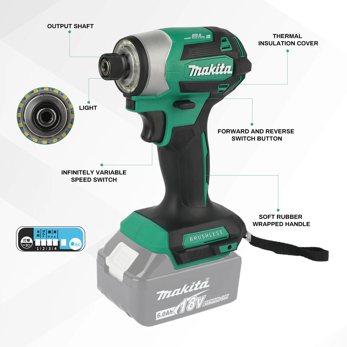 Makita DTD173 Brushless Impact Driver | 180Nm Max Torque with T-Mode for Wood, Bolts & Metalworking（no Battery）