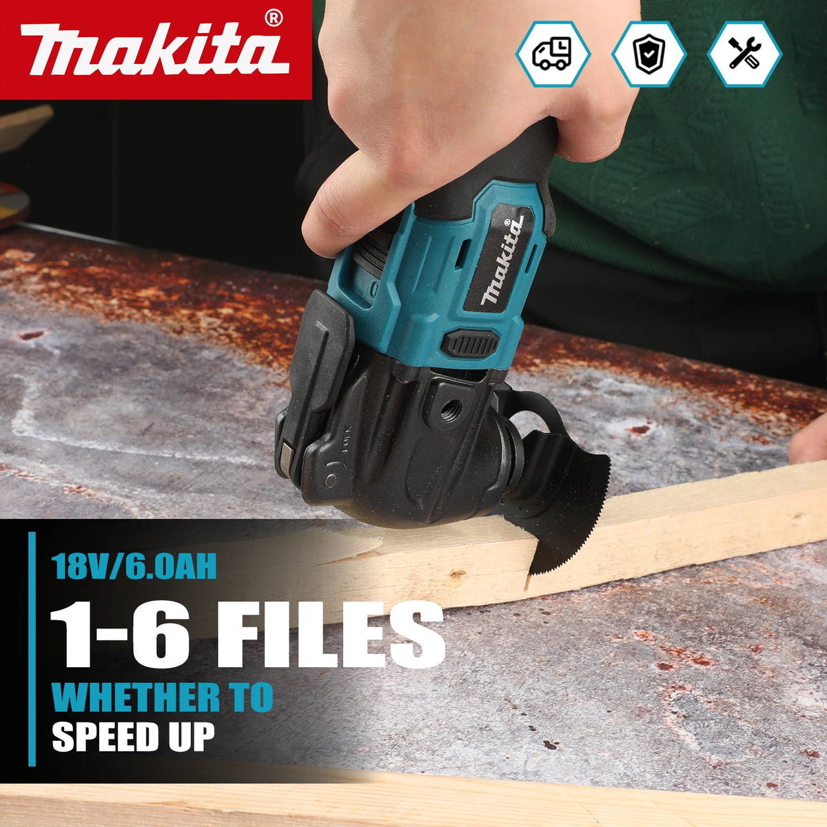 Makita 18V Cordless Oscillating Tool Brushless 6-Speed Quick Release Renovator for Home DIY Cutting Shoveling Work