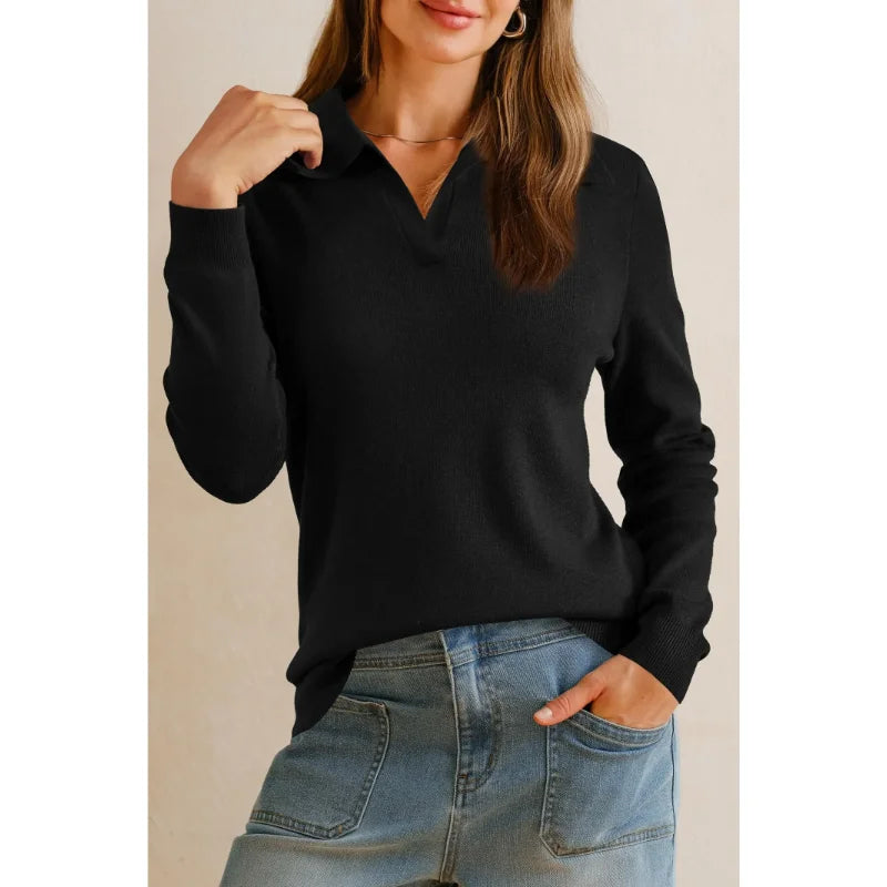 Women's POLO shirt, spring sweater, business casual wear, summer fashion.