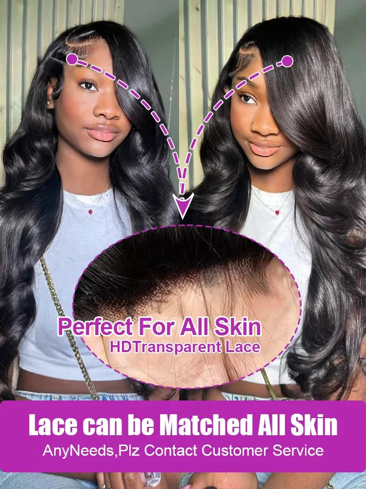 200 Density Body Wave Lace Front Wig Black 13x6 HD Wet And Wavy Lace Frontal Wig 30 40 Inch Brazilian Preplucked Human Hair Wigs