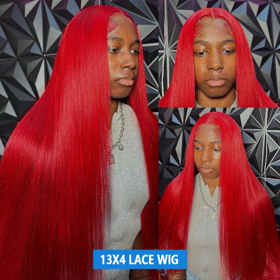 30 36 40 Inch 13x4 13x6 Straight Lace Frontal Wigs Hot Red Front Human Hair Wig 4x4 5X5 Closure Wig Pre Plucked For Women