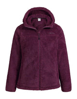 Pioneer Camp Women's Fuzzy Fleece Jacket Full Zip Up Lightweight Warm Soft Fleece Coat with Hood for Spring Fall Winter