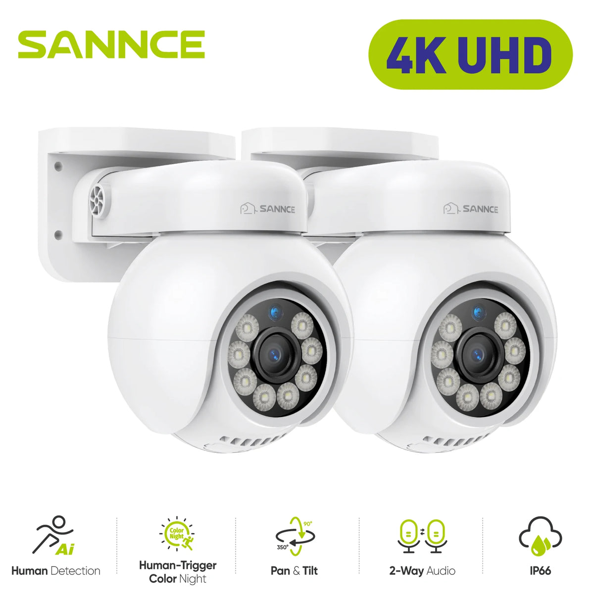 SANNCE 4K POE Camera with Microphone/Audio Night Vision Waterproof Security Video IP Camara Onvif 2.8mm Security CCTV Camera
