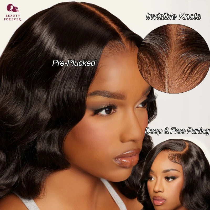 Beautyforever 3D Body Wave Bye-Bye Knots Glueless Wig Human Hair Ready to Wear Lace Front Wig 100% Raw Human Hair Wig Drawstring