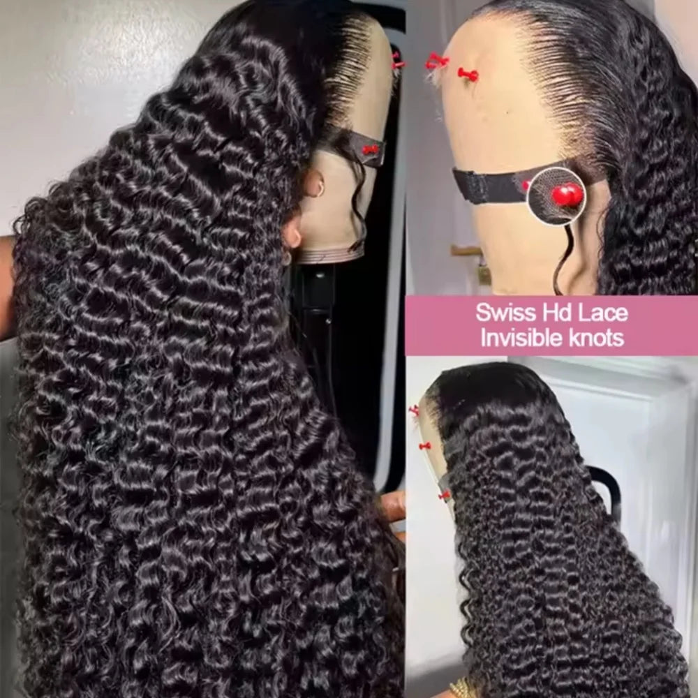 200% Density 30 40 Inch 13x4 13x6 Hd Lace Frontal Wigs Deep Wave Lace Frontal Wigs Water Wave Curly Human Hair Pre Plucked Wigs