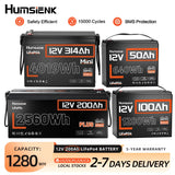 Humsienk 12V 100Ah 150Ah 200Ah 314Ah LiFePO4 Battery Built-in BMS Low Temperature Protection For RV/ Camp/ Solar Energy Storage