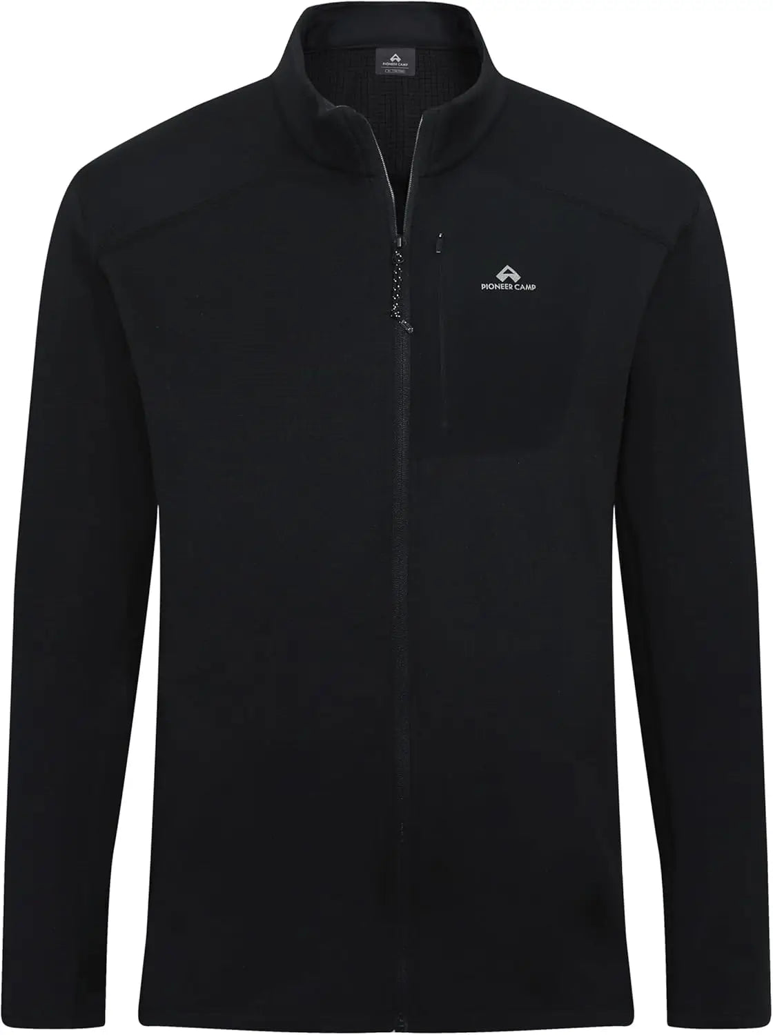 Pioneer Camp Mens Grid Fleece Jacket Full Zip Up Professional Mid Layer Outdoor Winter Thermal Sweatshirt with Chest Pocket