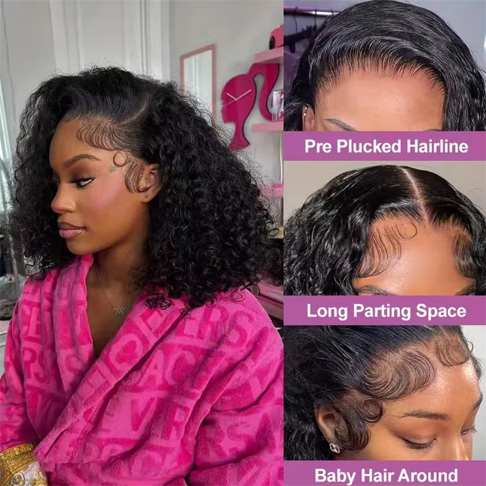 Curly Bob Wig Human Hair 4x4 HD Lace Glueless Wig Deep Wave Pre Plucked 5x5 Glueless Bob Wigs Brazilian Human Hair Ready To Wear