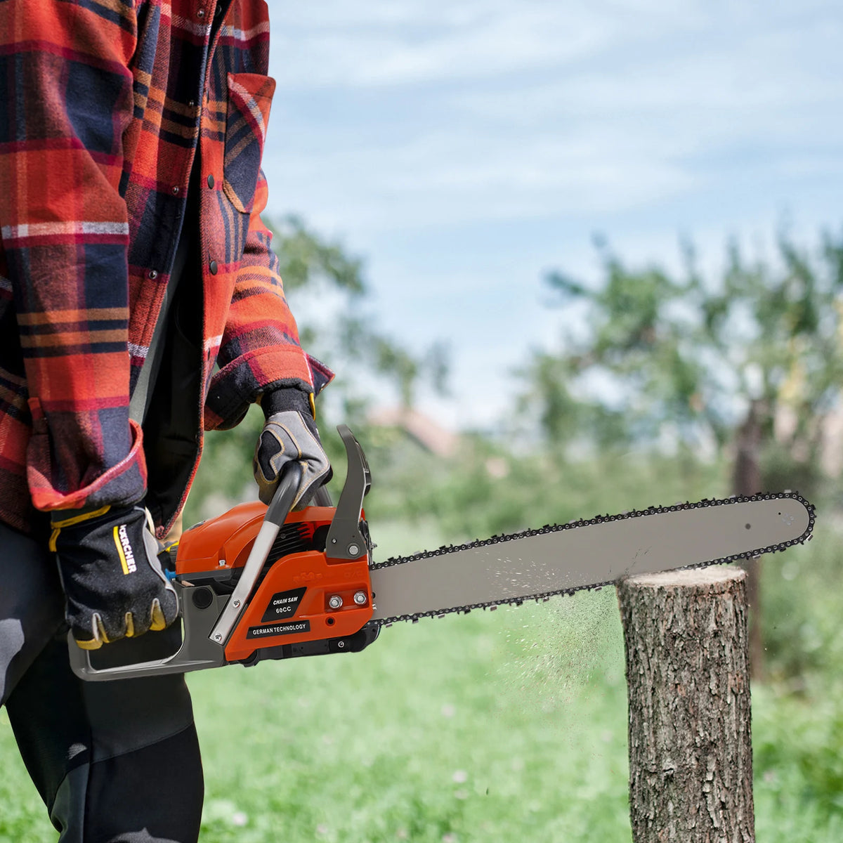 Handheld Cordless Petrol Chain Saw, Gas Powered Chainsaw, 60cc Gasoline Chainsaw Power Head,For Garden Pruning, Forest Logging,