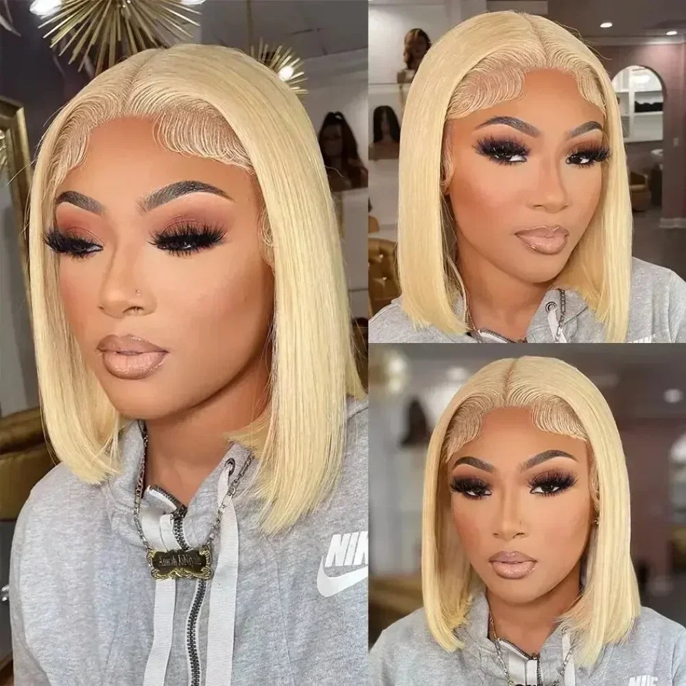 613 Straight 13x4 13x6 Lace Front Human Hair Bob Wig Pre Plucked Baby Hair 613 Blonde Short Bob Wig Remy Human Hair For Women