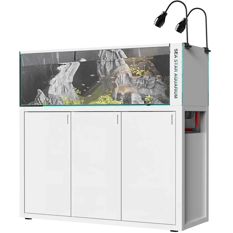 Lmm  Fish Tank Aquarium Bottom Filter Living Room Super White Glass Overflow Ecological Sea Tank Aquarium