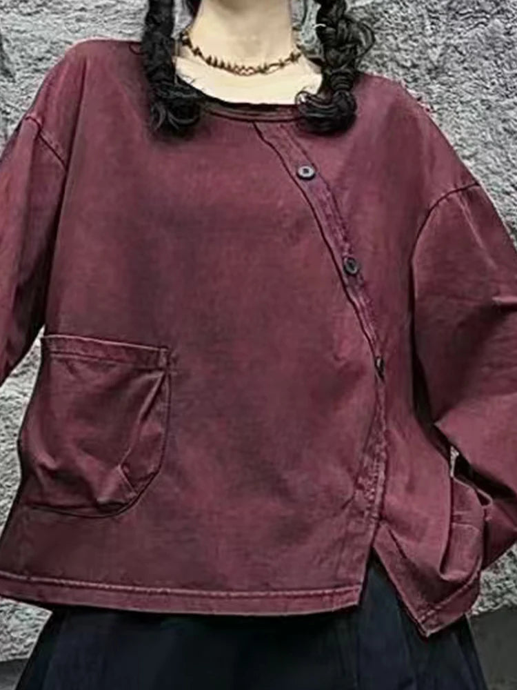 Amax luluE Fashion Vintage Womens Spring Tops Luxury Punk Casual Classic Loose Tshirts Harajuku Gothic Cotton Clothes Streetwear