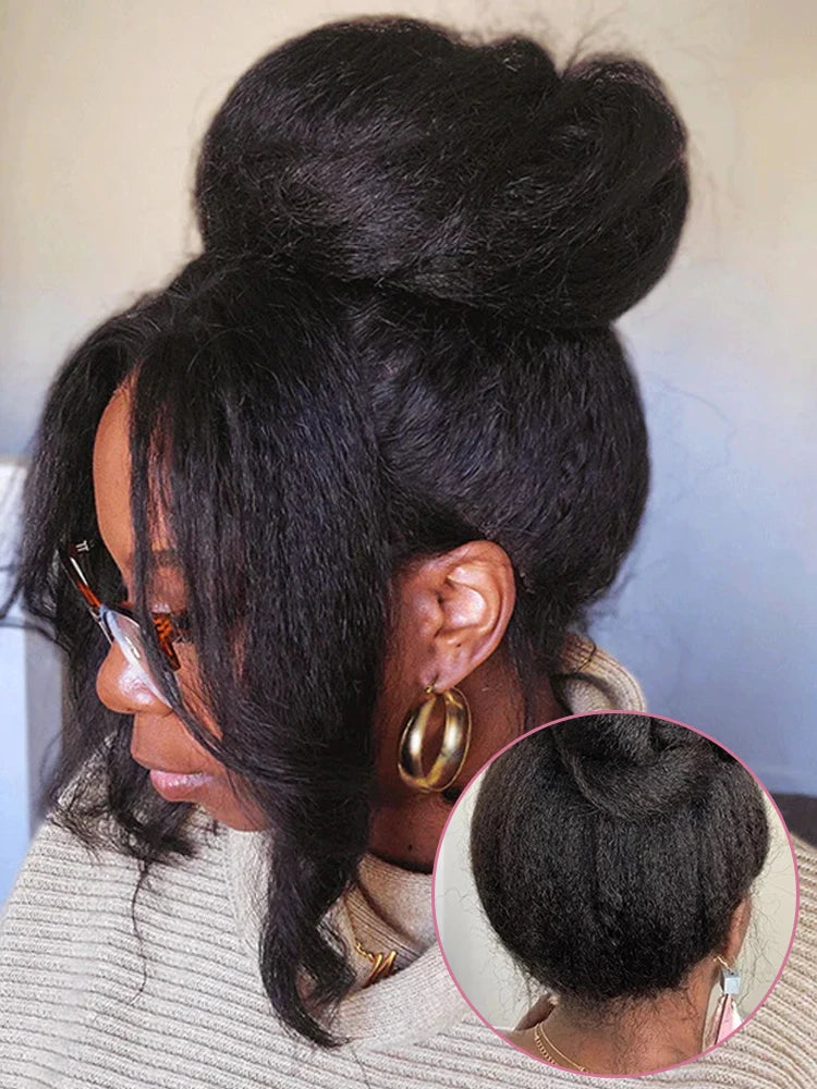 250 Density Kinky Straight 360 Lace Front Wigs Human Hair Brazilian 40 Inch Yaki Straight 13x6 HD Lace Frontal Wig Preplucked