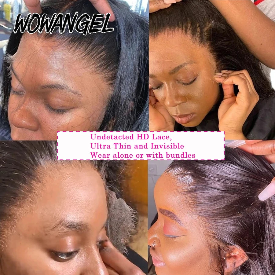 Wow Angel 13x4 13x6 HD Lace Frontal Only Melt Skins Brazilian Straight Human Hair 5x5 6x6 HD Lace Closure Pre Plucked Free Part