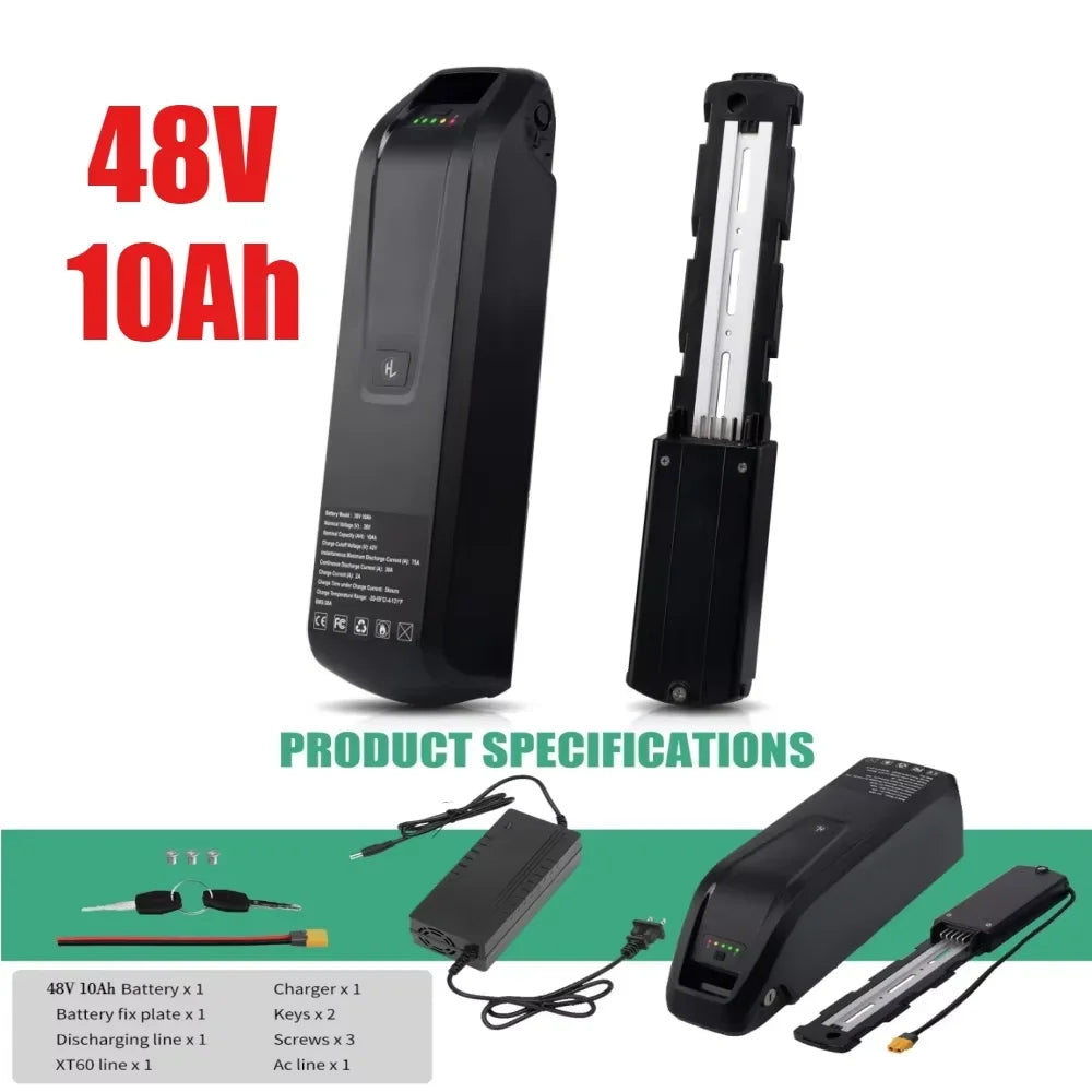 Hailong E-Bike Battery 36V 48V 20000mAh 20Ah Mountain Bicycle 18650 Electric Bateria Pack for Bafang 1500W 1000W 750W 500W