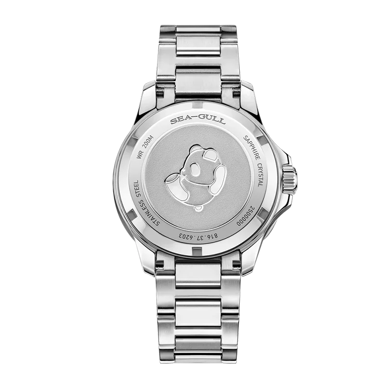 Seagull 6203 2025 New Men's Panda Dial Diver Watch 200M Waterproof Chronograph Stainless Steel Band Sports Casual Wristwatch