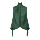 Miyake Pleated High-neck Sleeveless Women Leaf Fold Top