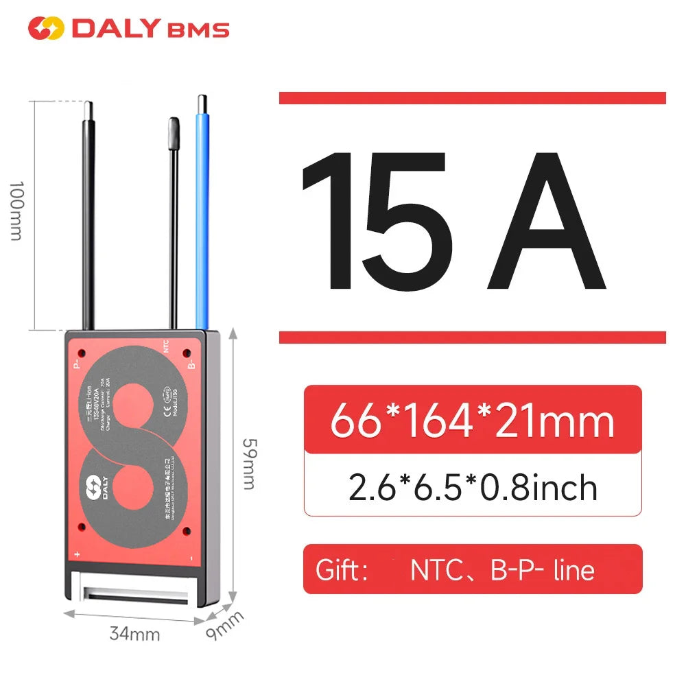 Daly Hardware BMS 12V-72V 15A 20A 40A 60A 100A 150A 200A Li-ion LiFePo4 3S 4S 6S 7S 8S 12S 13S 14S 16S 17S 20S 24S NTC Balance