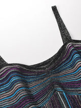 DEAT Fashionable A-Line High-Waist Color Striped Pleated Slimming Camisole Dress 2026 Autumn Women's Party Dresses New