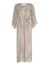 TWOTWINSTYLE Solid Patchwork Pearls Elegant Dresses For Women O Neck Long Sleeve Spliced Bowknot Midi Slimming Dress Female New