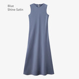AS 2025 spring summer elegance satin dress + knitted top match set maxi floor length woman clothes