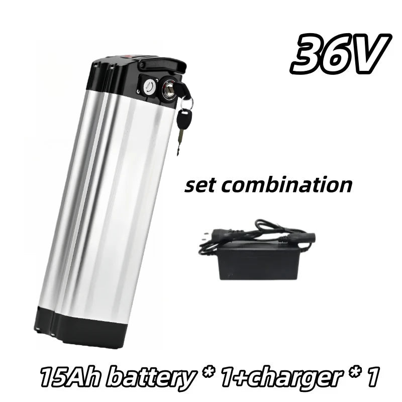 Universal 36V 15AH-60AH Silver Fish 18650 lithium-ion battery,Folding Bike Battery , built-in BMS