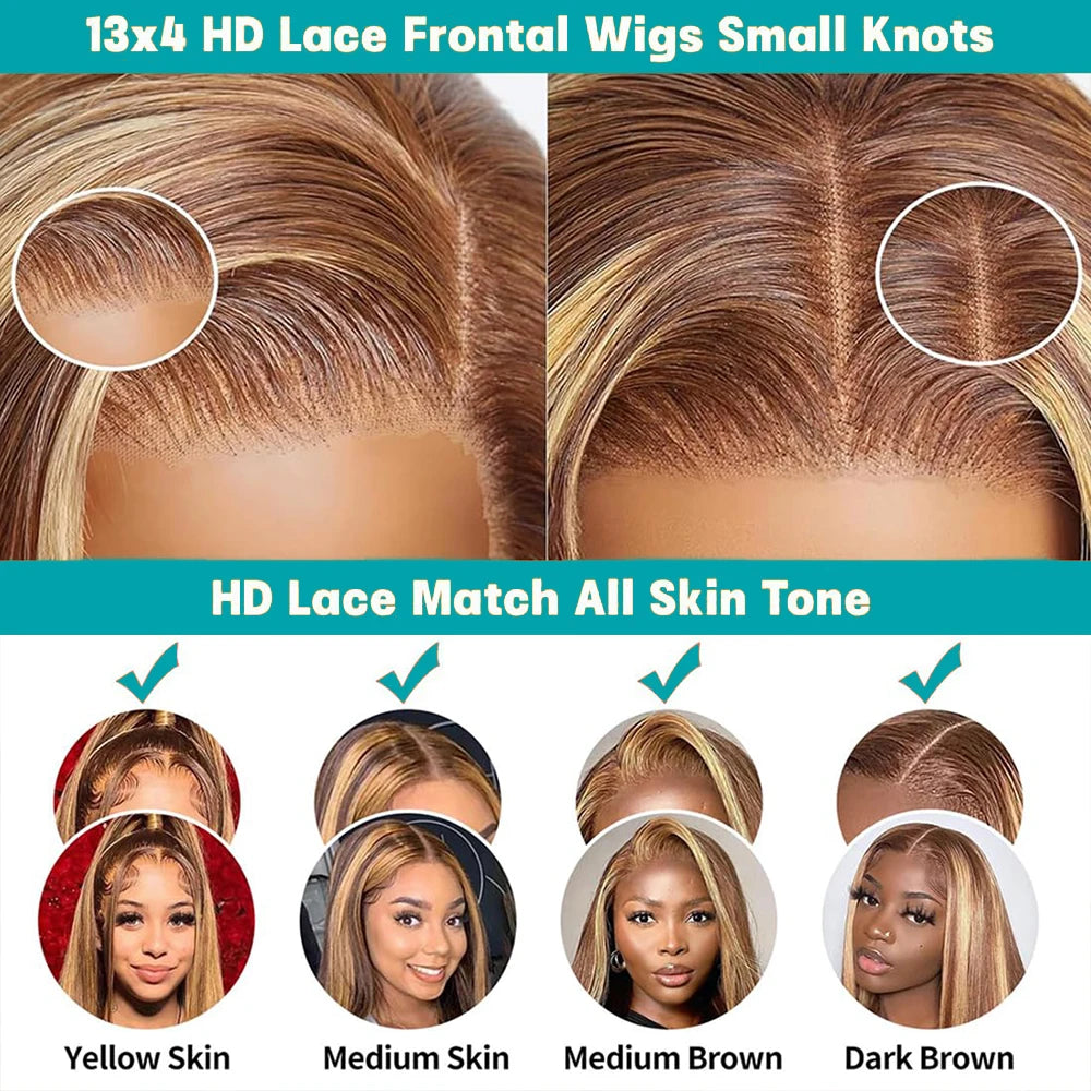 P4/27 Highlight Wig Human Hair 13x6 Bone Straight Lace Front Wigs Ombre