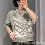 Pleated Hooded Sweatshirt 2026 Summer New Loose Pullover Short Sleeve Top Simple Women's Casual Stretch No-Iron T-Shirt