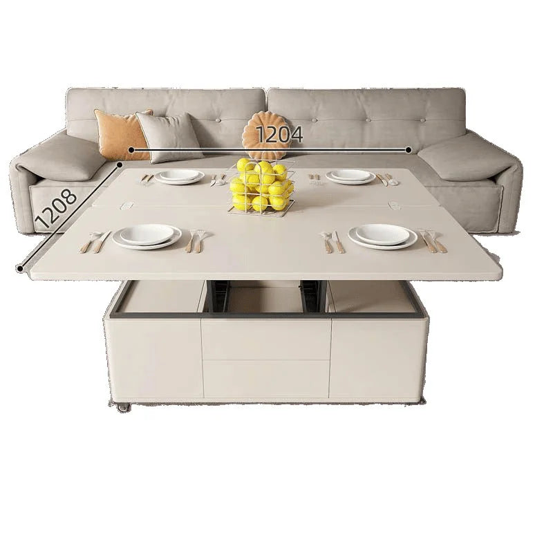 Multifunctional coffee table folding lifting dining table household small apartment dining table living room simple storage tabl