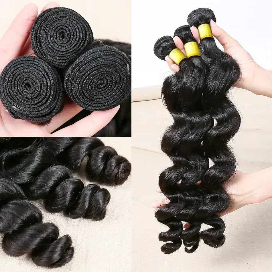 Raw Peruvian Human Hair Bundles Loose Wave 3 4 Bundle 28 30 Inch Virgin Remy Hair Extensions For Women Sew In Quick Weave Bundle