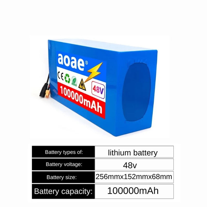 48V 100ah 13s8p lithium-ion battery pack 48V 100000mAh 2000W electric battery, built-in 50A BMS+chargerr