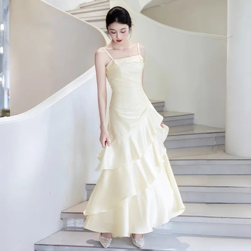 Elegant Mermaid Tulle Skirt Off-Shoulder Birthday Dress Candlelight Night Song Luxury Strapless Gown for Women Summer Party D...