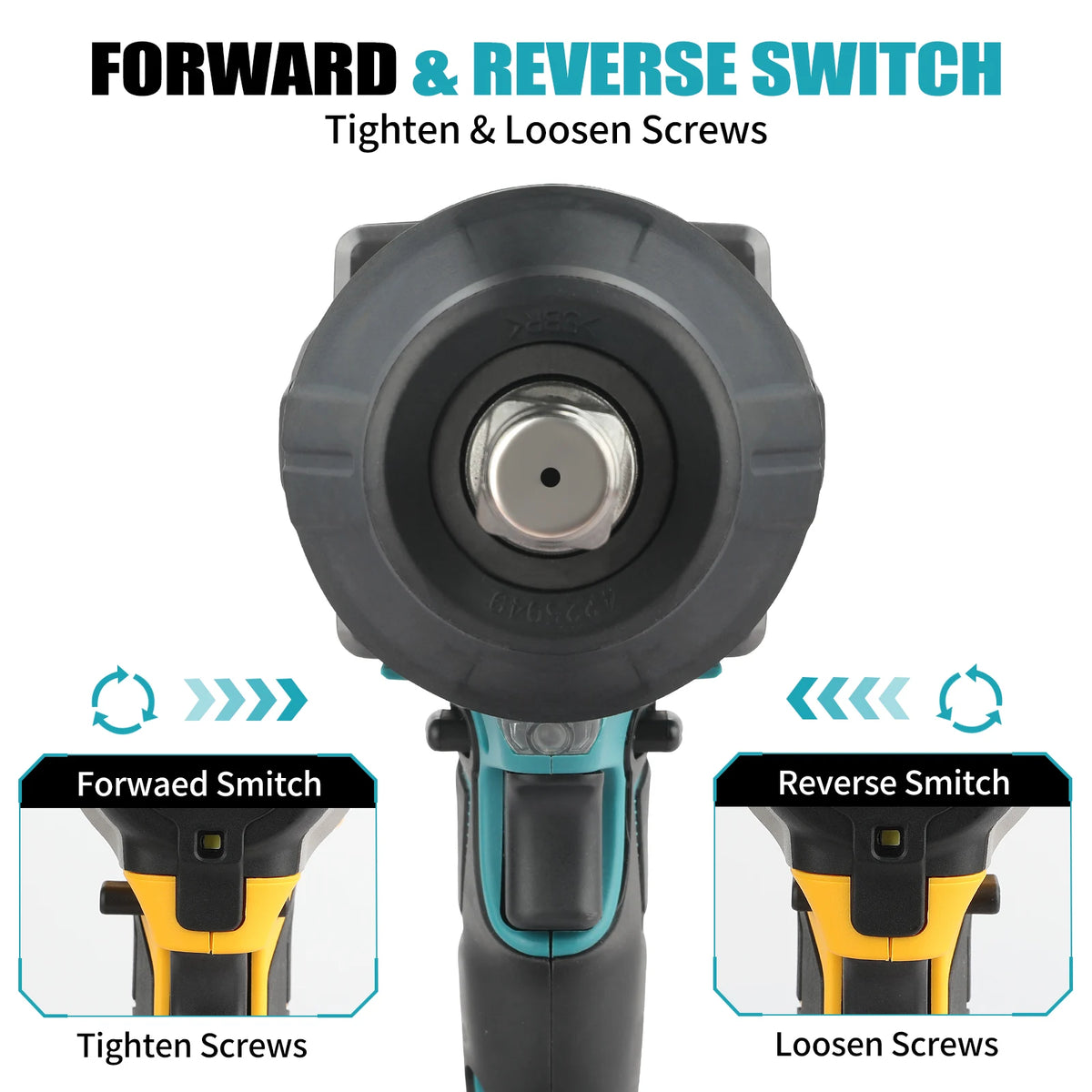 Makita Style 18V Brushless Impact Wrench 1300N.m Torque Stepless Speed Control Electric Wrench for Heavy Duty Maintenance