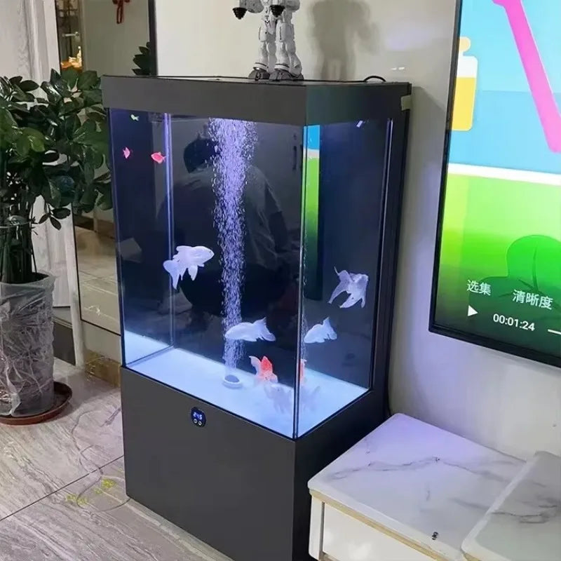All-in-One AquariumWholesale New Design Large Luxury Square Goldfish Aquarium Square Glass Fish Tank For Living Room Wall Floor