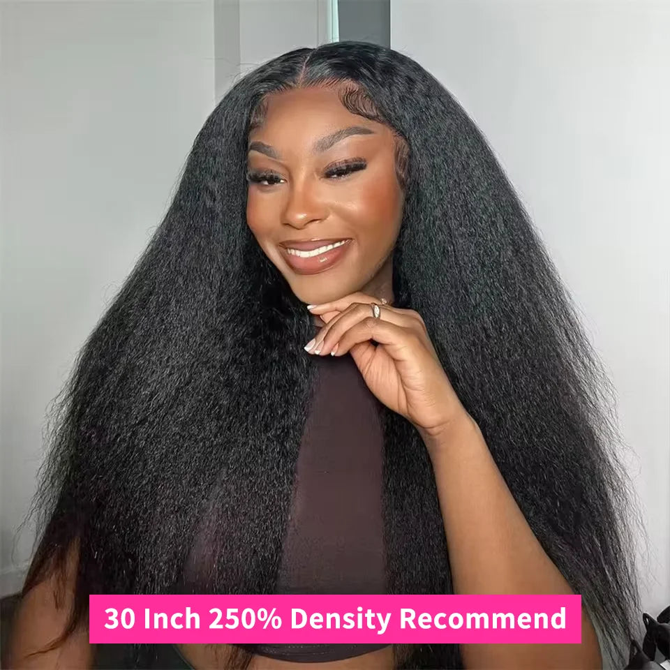 Glueless Kinky Straight Lace Front Human Hair Wig Yaki Straight 13x6 HD Lace Frontal Wig 7x5 HD Transparent Lace Closure Wigs
