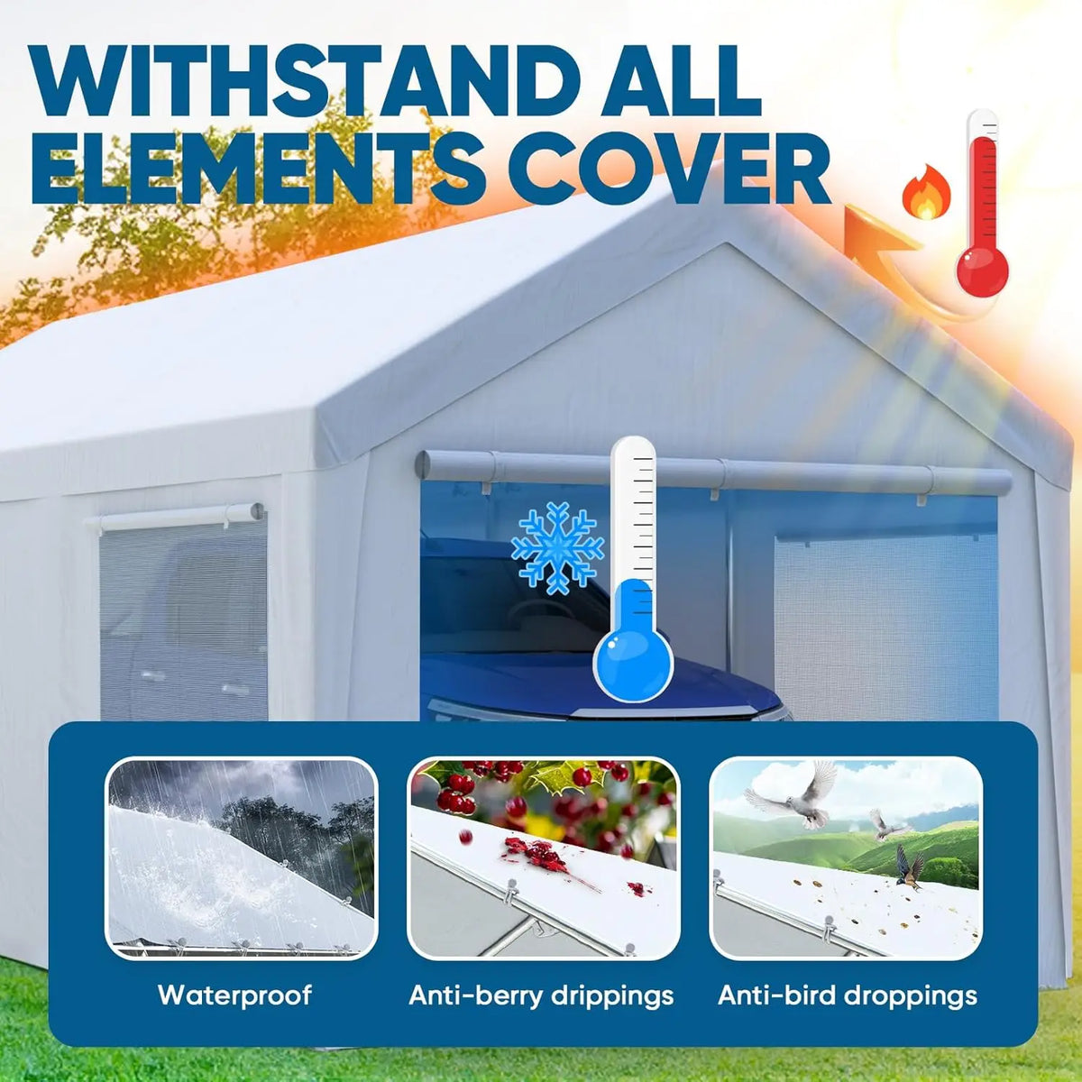 10x20 Heavy Duty Carport Galvanized Outdoor Canopy Tent with Roll-up Windows & Sidewalls Weatherproof Car Boat Shelter, Custom