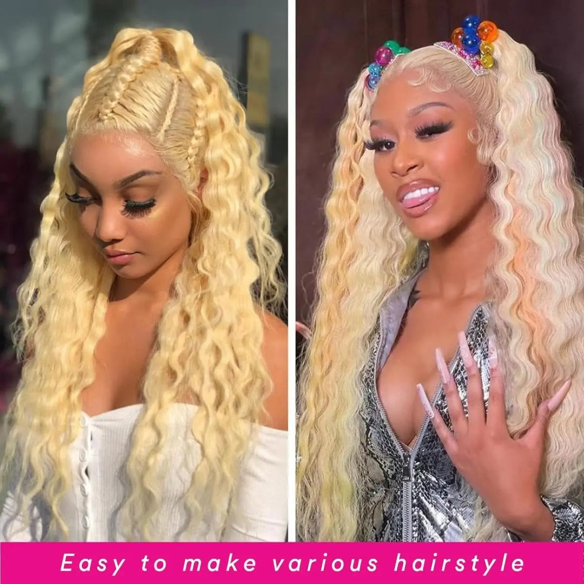 613 Blonde Deep Wave Hair Wig 13x4 13x6 HD Transparent Lace Front Wig Real Human Hair HD Lace Closure Wig For Women Nature Black