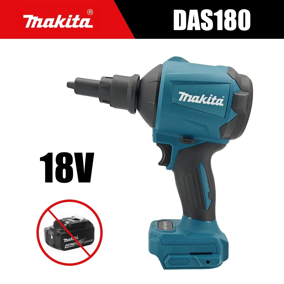 Makita DAS180 18V Brushless Cordless Air Duster Blower Inflator with Nozzle Kit for Workshop Equipment and Car Cleaning