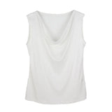 100% Silk Womens Silk T-shirt Comfortable Sleeveless Casual T-shirt Pure Silk T-shirt Cowl Collar T-Shirt
