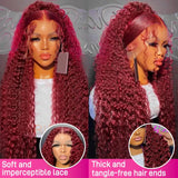 99J Burgundy 250 Density 13x4 HD Lace Front Wigs Human Hair Red Wine 30