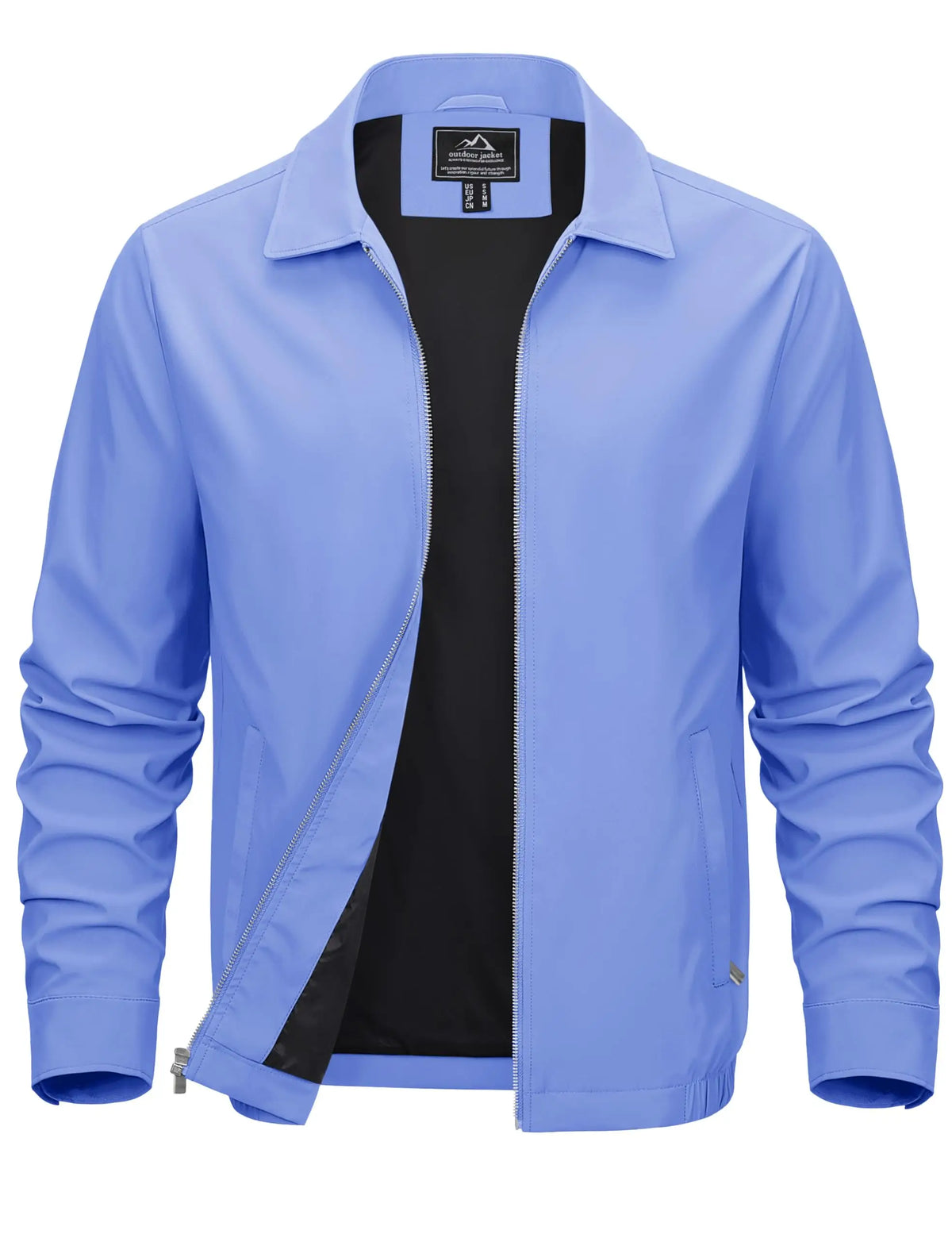 Men's Lightweight Windbreaker Jacket Full Zip Casual Jacket Water-Repellent Coat with Zip Pockets Golf Work Outdoor