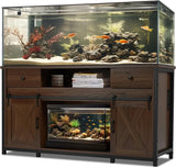 Aquarium Stand, 75 To 120 Gallon Capacity, Power Outlets, Dual Support Cabinet, Thick Hardwood Top Storage