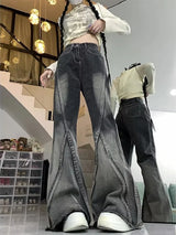 2023 Women Black Gothic Jeans Harajuku Y2k 90s Aesthetic Vintage Fashion Denim Trousers 2000s Wide Jean Pants Trashy Emo Clothes