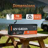 Humsienk 12V 640Ah LiFePO4 Battery 250A BMS With Bluetooth Rechargeable lithium Battery For Solar storage 5-year warranty