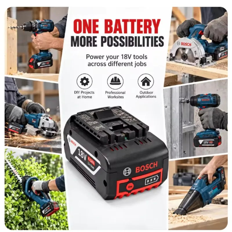 Genuine Bosch 18V 6.0Ah Battery BAT609 BAT609G Original Lithium-Ion Rechargeable Power Tool Battery