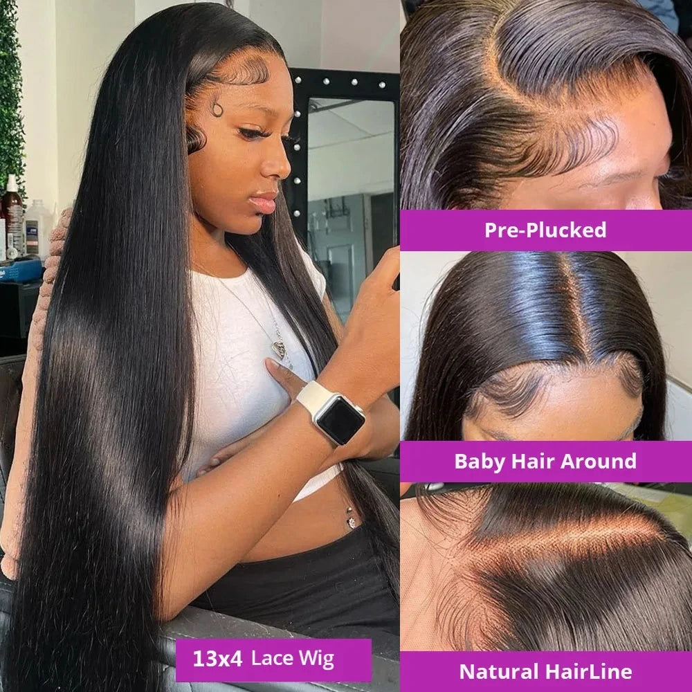 13x6 Bone Straight Human Hair Lace Frontal Wig 5x5 6x4 Easy-Go Lace Wigs For Women Pre Plucked 13x4 Lace Front Wig 100%Humanhair