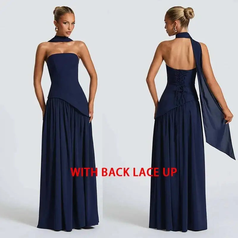 Giyu Sexy Evening Party Dresses Women 2026 Autumn Summer Maxi Long Dress Elegant Strapless Split Backless Pleated Dress