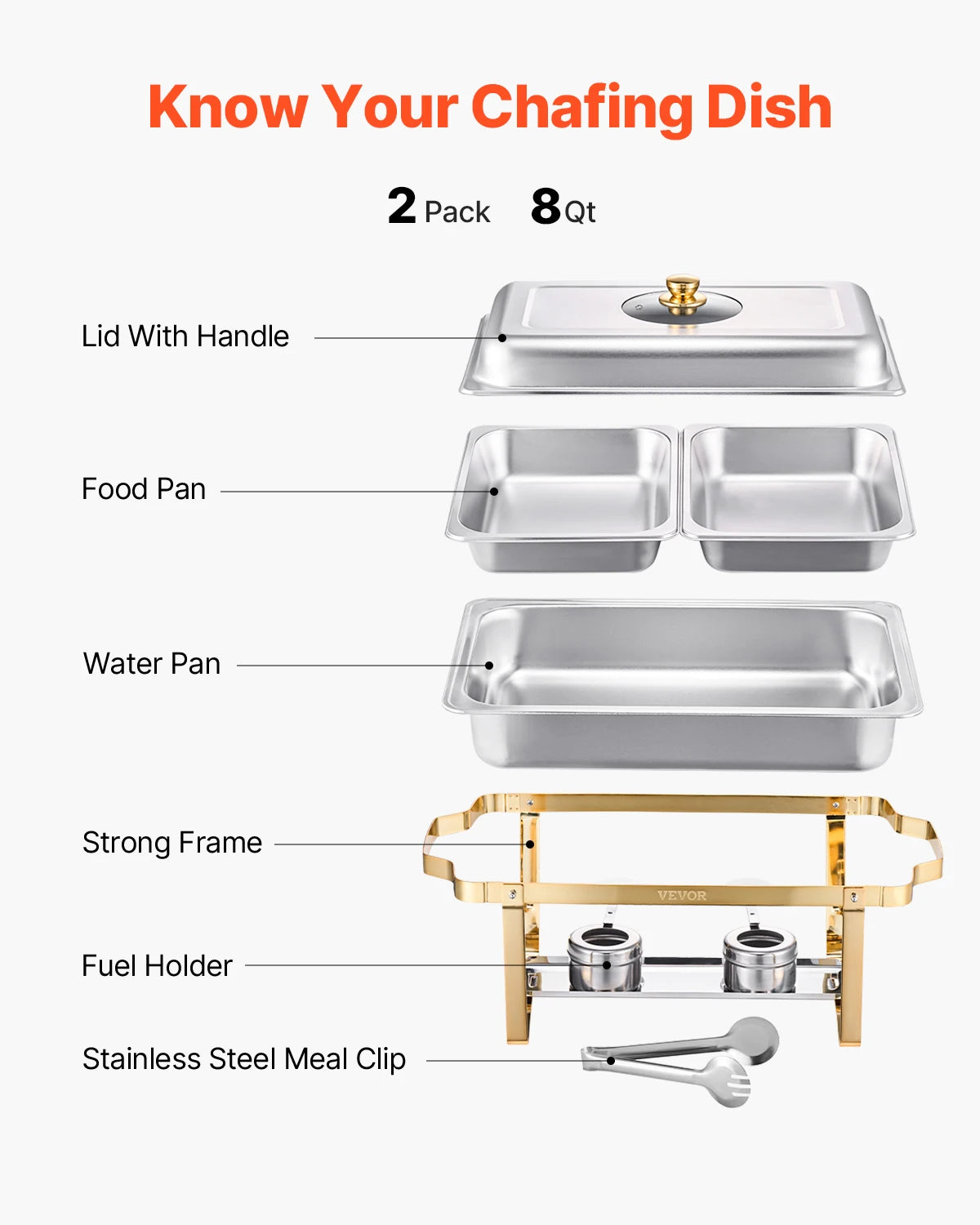 SucceBuy 2/4 Pack Chafing Dish Buffet Set Stainless Steel Chafer with Half Size Pans Rectangle Catering Warmer for Party Banquet